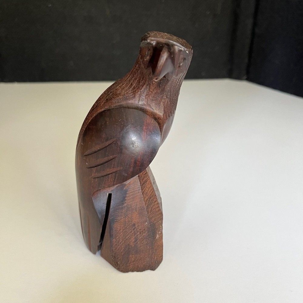 Hand Carved Large 6" Ironwood Eagle, Falcon, Hawk, Bird Of Prey Wood Statue  Rap